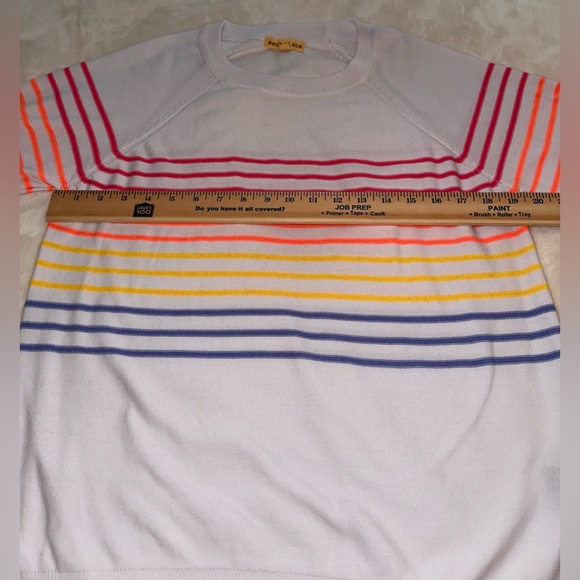 Mesh +Lace Striped Multicolor Sweater. Size XL - Picture 7 of 9